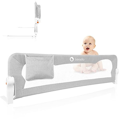 Lionelo Eva Rausfallschutz Bett Rausfallschutz Kinderbett, Bettgitter, Bettschutzgitter, luftiges Netz, zusammenklappbar um 180 Grad, einfache Montage, 150 cm lang