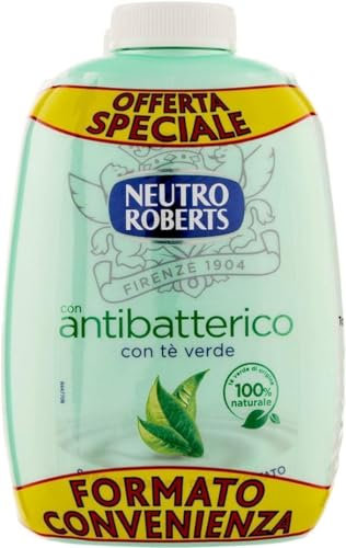 Neutro Roberts Jabón líquido antibacteriano con té verde, jabón de manos líquido con ingredientes naturales, botella de plástico biológico, reciclable, probado dermatológicamente, paquete de 2