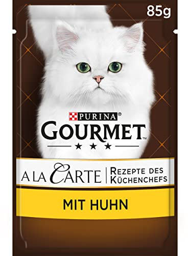 Gourmet A la Carte Katzenfutter nass, mit Huhn, Spinat und Pasta-Perlen, 26er Pack (26 x 85g)