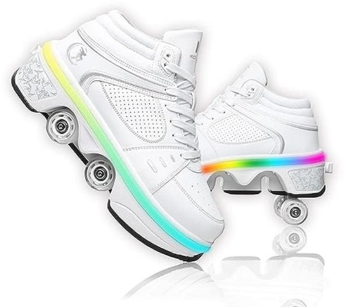 Scarpe da Skate a Rotelle Unisex, Scarpe con Ruote, Scarpe da Skate 2 in 1 e Scarpe da Ginnastica, Regalo per Pattini a Rotelle per Bambini Ragazzi Ragazze Uomini e Donne