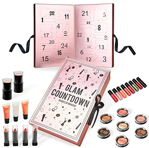 KreativeKraft Adventskalender 2025 Frauen Teenager Mädchen Hautpflege Beauty Make Up Set Weihnachtskalender Schminke Geschenk Idee (Roségold)