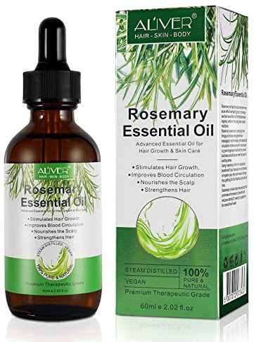 Rosmarinöl Haare, Ätherisches Rosmarinöl für Haarwuchs, Rosemary Oil for Hair, Natürliches Nährt die Kopfhaut, Verwendung im Diffusor oder auf Haut und Haar (Rosmarinöl Haare, 60ml)