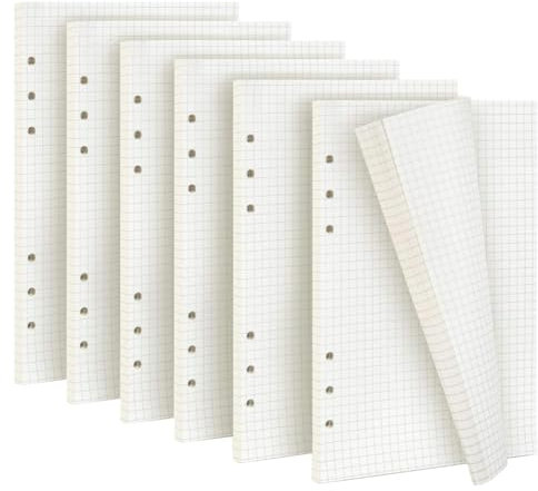 A5 Nachfüllpapier Kariert - 6 Pack, 270 Blätter/540 Seiten, 6 Löcher Grid Paper Refill für Ringbucheinlagen, Nachfüllbar Notizbuch