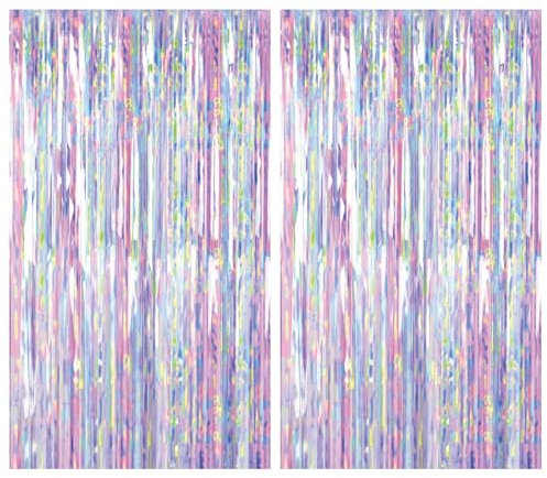 2 Stück Lametta Vorhang Lila, Glitzervorhang Lametta Lila, Glitzer Party Vorhang, Folien Fransen Hintergrund fur Party Deko Mädchen Kpop Geburtstagsdeko Lila Einschulung Party Bühnendekor Disco Party