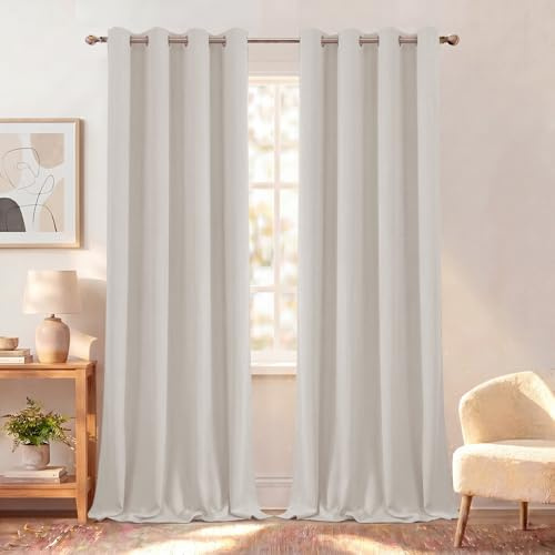BellaHills Rideaux Occultants Thermique Isolant Anti Froid et Chaleur Blanc Ivoire 140x240(lxH) Lot de 2 Rideaux Opaque à Oeillets Chambre Salon Intérieurs