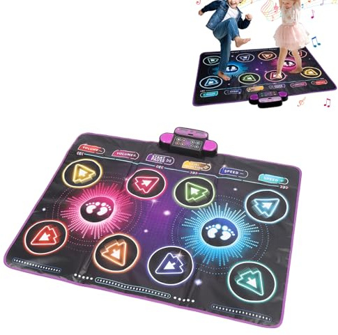 PUNELE Tapis de danse interactif pour 2 joueurs avec musique intégrée et défis pour une utilisation à domicile - Dimensions : 105,5 x 89 cm