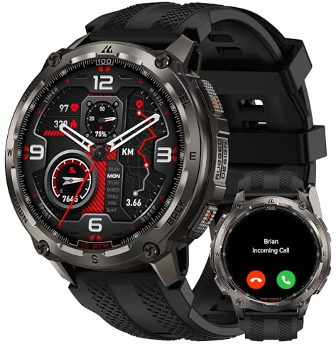 KOSPET Tank T4 Montre Connectée Homme, GPS & Cartes Hors Ligne, Acier Inoxydable, Étanchéité 10ATM (Plongée 45M), Batterie 50 Jours, Appels Bluetooth, Surveillance Santé 24/7, Android et iOS (Noir)