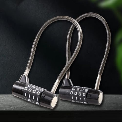 Tidevib Candado con contraseña de alambre de acero suave para cable de aleación de zinc con combinación de 4 esferas, cable de acero de 5 mm, cerradura portátil ligera para armario, bicicleta, caja de