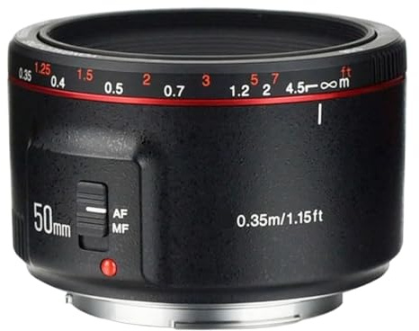 Compatibile con Canon DSLR 50mm F1.8 II EF con montatura in metallo AF MF Prime Obiettivo luminoso con ampia apertura standard(Black Version)
