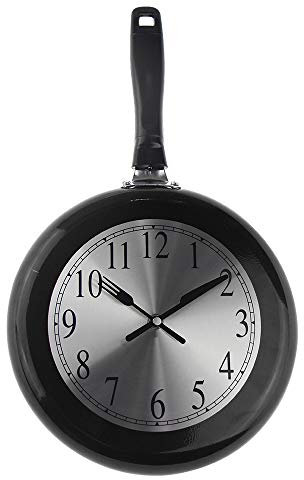 Timelike Wanduhr, 25,4 cm, Metall, Bratpfanne, Küche, Heimdekoration, Einzigartige Uhr Mit Schraubendreher (Schwarz)