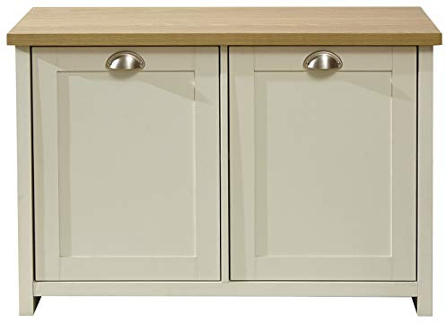 GFW Lancaster Shoe Storage Cabinet 4 Shelves Sideboard Hallway Living Cream