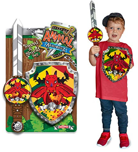 Animal Armouriez - Dragon de Deluxebase. Ensemble Épée et Bouclier en Mousse Jouets pour Enfants Motif Animaux Fantastiques