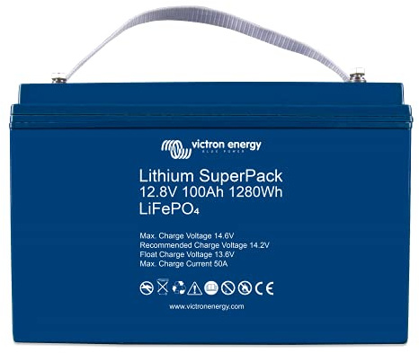 Victron Energy Lithium SuperPack 12.8-Volt 100Ah LiFePO4 Deep Cycle Battery with Built-in BMS and Safety Switch