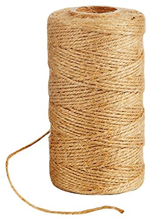 AUERVO 100M Natural Jute Twine, 3 Ply Garden String Brown Twine For DIY Crafts Decoration Gift Wrapping Bundling Gardening