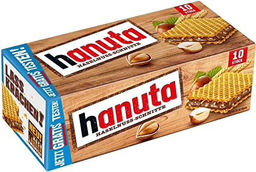 FERRERO HANUTA HASELNUSS-SCHNITTE (NOCCIOLA) LIMITED EDITION 220 gr - Wafer ripieni al Cioccolato e Nocciole Sbriciolate - Scatola da 10 pezzi