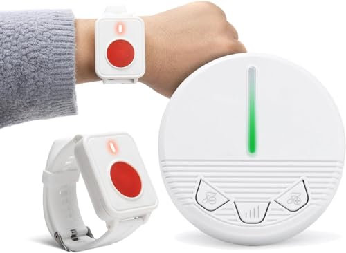 CYSSJF Pulsante Di Chiamata Di Emergenza, Sos Anziani Da Polso, Pulsante Allarme Anziani, Allarme Bagno Disabili, Salvavita Anziani, Campanello Chiamata Anziani A Batterie(2 Orologio+1 Ricevitori)