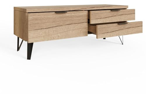 FWStyle TV Unit in oak finish.EXCLUSIVE CLICK TOGETHER EASY ASSEMBLY.