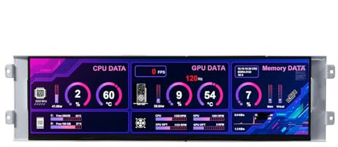 VSDISPLAY D41 PC Case Display,12.6 pollici 1920 x 515 IPS eDP LCD Monitor schermo, per fai da te CPU GPU temperatura computer case