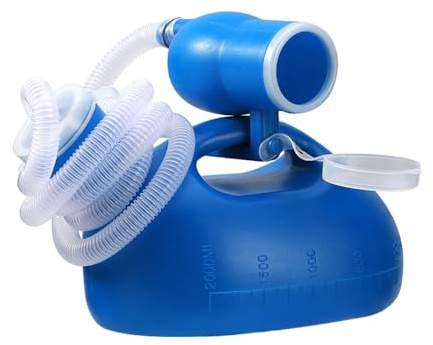 Male Urinal Bottle 68 OZ Portable Urinals for Men 59 Long Hose with Lid (Blue)