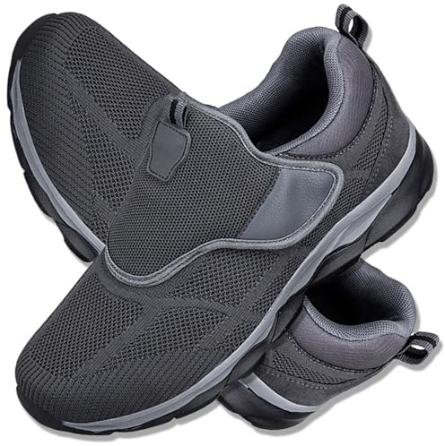 AEHO Zapatillas ortopédicas para Hombre Extra Anchos Zapatos Vendaje Ortopédico Verano Diabéticos Zapatillas para pie diabético Zapatos valgus de Pulgar Ajustable Mujer,Gris,42/260mm