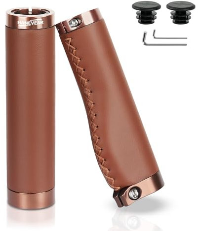 2 Stück Fahrradgriffe Ergonomische Lenkergriffe, PU Leder Fahrradlenker, Lock-on Design I Optimierten Grip & Komfort Softe Fahrrad Lenker Griffe Geeignet Für E-Bike, Trekkingrad, Cityrad (Braun)