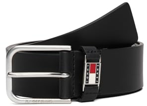 Tommy Jeans Uomo Cintura Scanton 4,0 cm in Pelle, Nero (Black), 105 cm