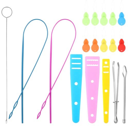 Qianyu 18 Stück Einfädelhilfe Einfädler Nadeleinfädler Kordelzug Nähschlaufen Set Durchziehnadeln Nadel Threader Pinzette für Jacken, Mäntel, Hosen, Kapuzenpullover, Pullover