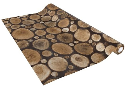 Vénilia Klebefolie Deco Standard, Holzscheiter, 45 cm x 2 m, selbstklebende Möbelfolie, Dekofolie, Küchenfolie, Tapete, PVC ohne Phthalate, Made in EU