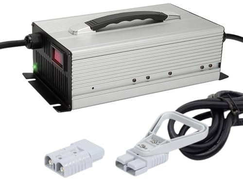 WLEJSL Caricabatterie per Batterie al Piombo Ad Alta Potenza 12V/24V/36V/48V/60V con Connettore Anderson da 50A, LED Che Mostra Lo Stato Carica per Carrelli Elevatori, Lavapavimenti,24V 50A