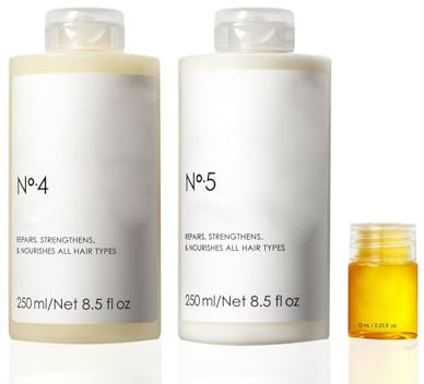 No.4 Reparatur Shampoo 250ML + No.5 Conditioner 250ML + No.7 Bonding Oil 30ML, Professionelle Haarpflege, Recovery Shampoo und Conditioner Set, Reinigen,Hydratisieren und Kontrollieren,für Alle Haart