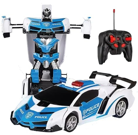 Waka Tienda Coche Robot transformable Giratorio 360°. Coche teledirigido para niños 3, 4, 5, 6, 7, 8 años. Robot futurista con Ruedas y Brazos mecánicos. Juguete Interactivo Regalo niño niña