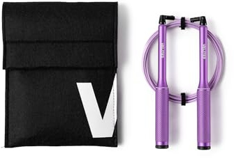 Velites - Comba Fire 2.0 Oficial de CrossFit® Games - Color Purple - Bolsa de Transporte Incluida - Cuerda para Saltos Simples y Dobles