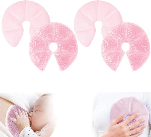 Set Coussinet Gel Allaitement, 2PCS Compresse Froide Et Chaude Pour Sein, Grands Coussinets Rafraîchissants Pour l'Allaitement Réutilisable, Anti-Fuites & Confortables, pour Mamans Allaitantes