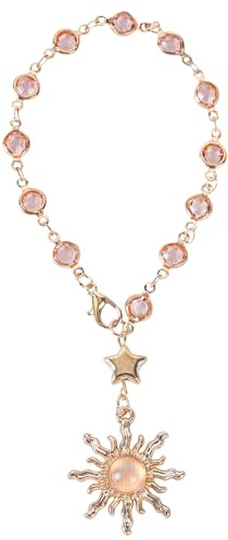 LuneClat Pink Sun Rosary Car Charm Glass Bead Mirror Hanging Protection