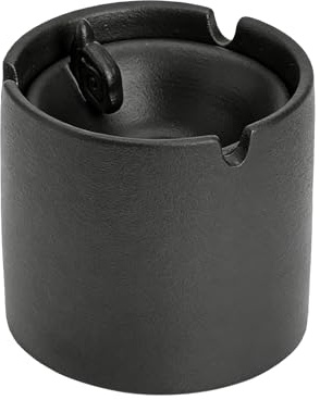 Cenicero De Cerámica Con Tapa, Adecuado Para Interior Y Exterior, Previene La Dispersión De Cenizas, Antiodor, Saludable Sin Plomo, Diseño A Prueba De Viento, Negro