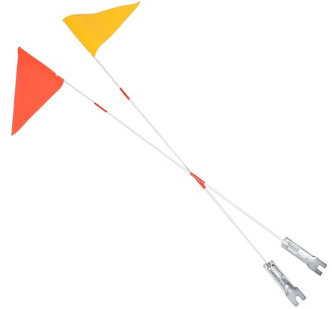 FUNOMOCYA Set 2 Bandiere di Sicurezza per Biciclette con Palo in Fibra di Vetro 38 CM Bandiere Riflettenti Giallo e Rosso per Rimorchi Passeggini e Scooter Accessorio per visibilità e