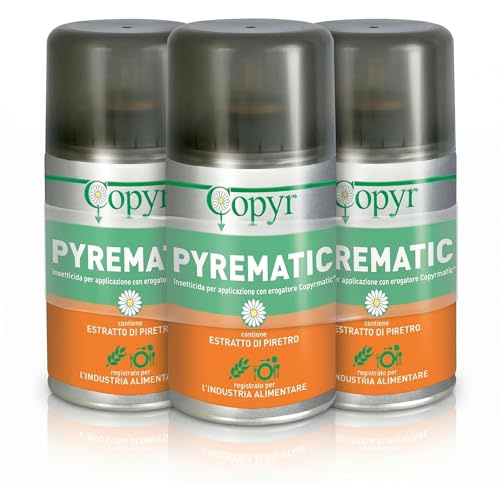 Copyr Pyrematic Insetticida Spray con Estratto di Piretro Naturale, per Erogatore Automatico, Uso Professionale e Domestico, 3 Pezzi