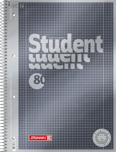 BRUNNEN Collegeblock Premium Student | A4, Lineatur 28, 80 Blatt, anthrazit