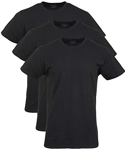 Gildan Men's Cotton Stretch T-shirts, Multipack, Black Soot (Crew 3-pack), Small