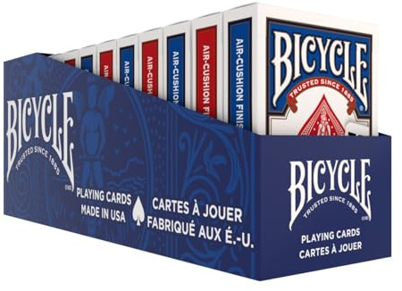 Bicycle Jumbo Index Playing Cards, 12 Pack Bulk Set of Large Print Poker Size Cards, Red & Blue Backs, for Easy Reading, Family Card Games, Classrooms, and Casino Play