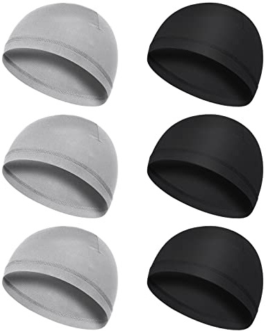 Yolev 6 PCS Sets of Skull Cap Running Cap Sweat Cap Milk Hats Milk Silk Cycling Helmet Liner for Men