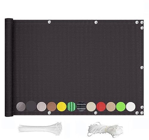 QINGLV Balkonumrandung Sichtschutz 100x700cm Sichtschutz FüR Terasse Ohne Bohren Balkonverkleidung Sichtschutz Für Zaun Balkon Terrassen Garten Swimming Pool -Dunkelgrau