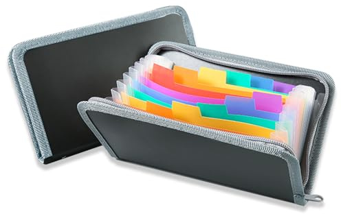 Receipt Coupon Organiser, 2Pcs Small Accordian File Organiser, Coupon Receipt Holder Organizer, 13 compartments Mini File Folder Organiser for Vouchers, Receipts, Cash, Invoices, Tickets Storage