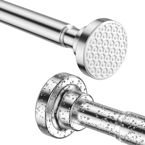WEIXINHAI Extendable Shower Curtain Pole Shower Curtain Rail 100-185cm Tension Rods for Curtains Shower Curtain Rod No Rust Showers Curtain Pole Silver Heavy Duty