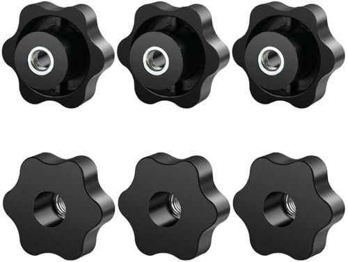 BOUMVID 6 Tornillos de Estrella M8, Tornillos de Mariposa de 50mm de Diámetro Exterior, Tuercas de Mariposa, Rosca Tornillo de Mariposa Negros, Tuercas de Perilla Palomilla de Sujeción Estrella