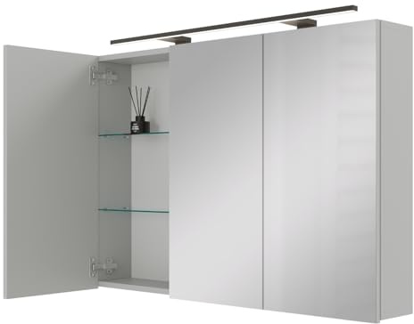 Planetmöbel ARIA Spiegelschrank Bad mit Beleuchtung 120 cm breit
