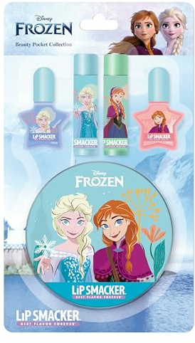 Lip Smacker Die Eiskönigin Beauty Pocket Collection, 4-teiliges Set für Kinder Inklusive Lippenbalsam und Nagellack, Anna und Elsa Schminkdose, für Grenzenlosen Schminkspaß, Die Eiskönigin Geschenke