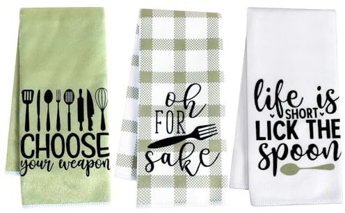 Ptwola 3 Pcs Funny Kitchen Dish Towel Absorbent Quick Dry Cloth Dishcloths Dish Tea Towels Reusable Bar Cleaning Dishcloths Decor for Bathroom Home Cooking Baking Decoration Housewarming Supplies