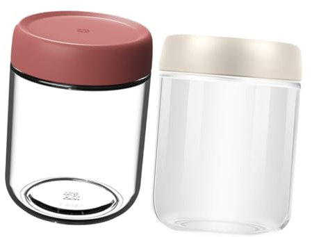 TOPBATHY 2pezzi Contenitori Ermetici per Alimenti in Vetro Barattoli Sigillati per tè Cereali Noci e Frutta Secca Realizzati in Vetro Trasparente Resistenti e Facili da Pulire Chiusura