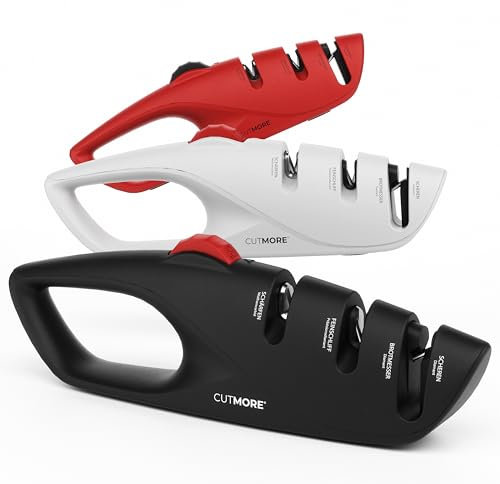 CUTMORE® Diamant Messerschärfer ProSharp - Winkelverstellbarer Messerschleifer, auch für Brotmesser und Wellenschliff, Scherenschleifer, entwickelt für japanische- und Damastklingen, rutschsicher